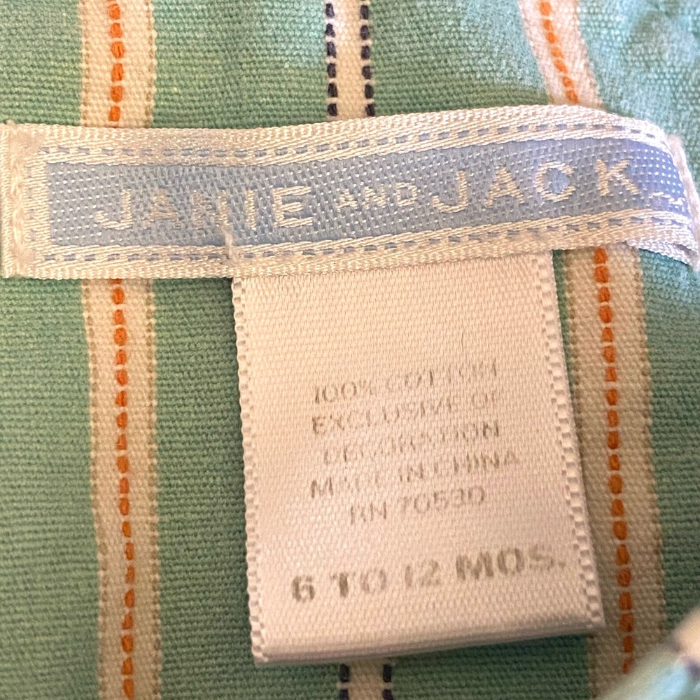 Janie and Jack Cotton Striped Shortalls Overalls Size 6-12 Months - Picture 8 of 8